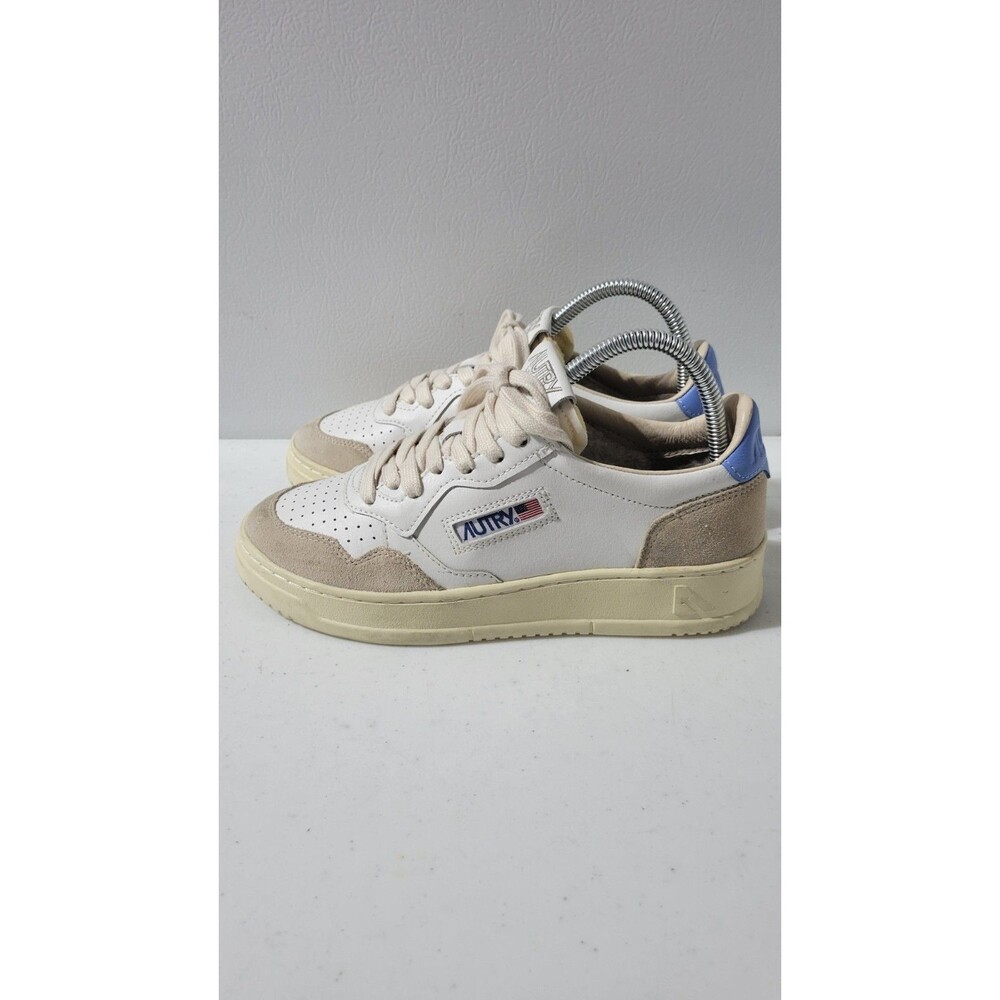 Autry Medalist Low Sneakers White Blue Amazon Leather Beige Suede Size 38